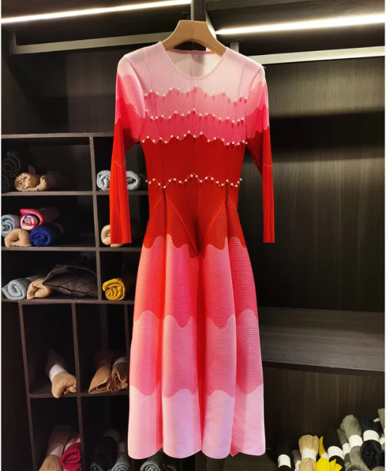 Loose-fit Color-block Printed Dress