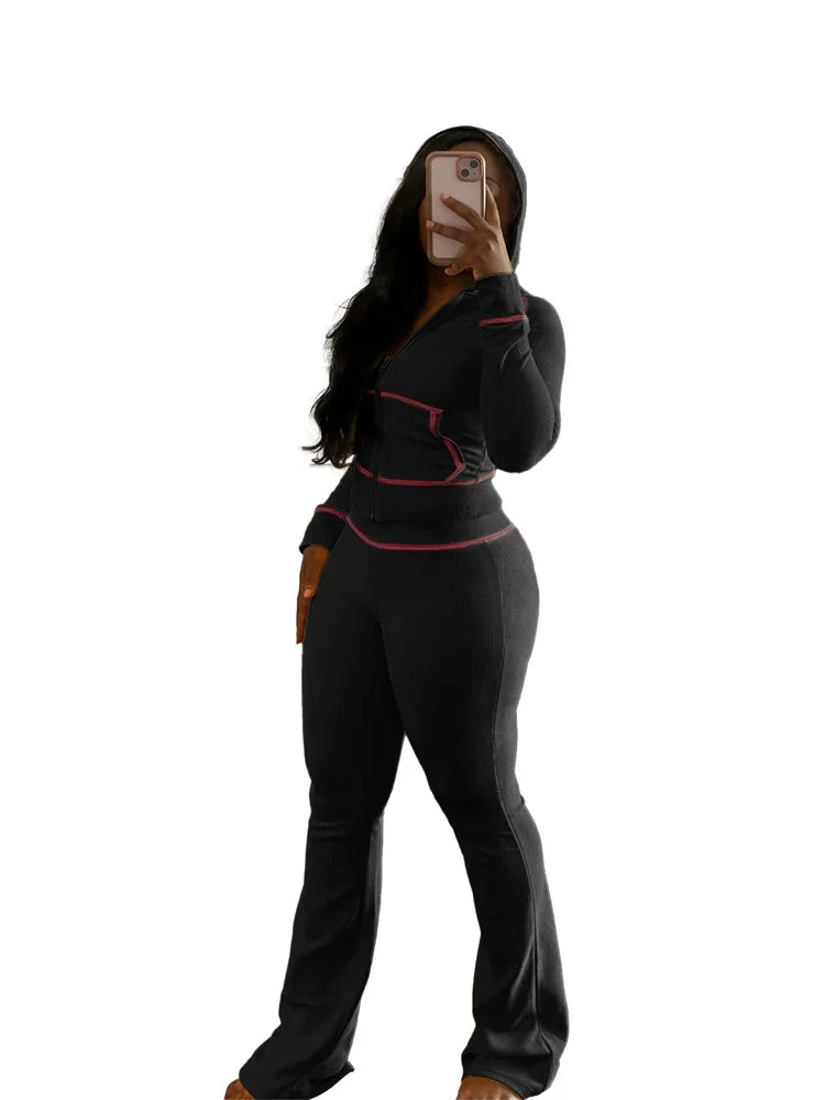Striped Women's Set Hooded