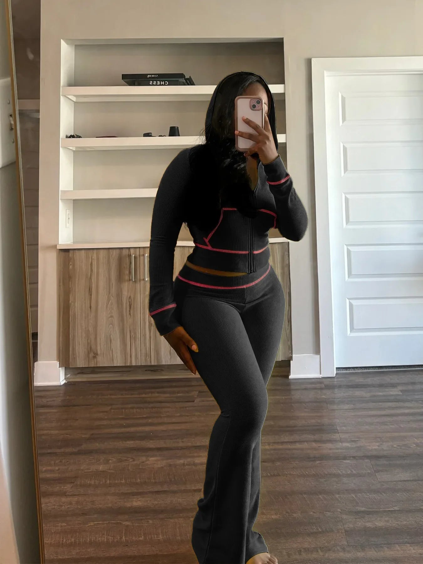 Striped Women's Set Hooded