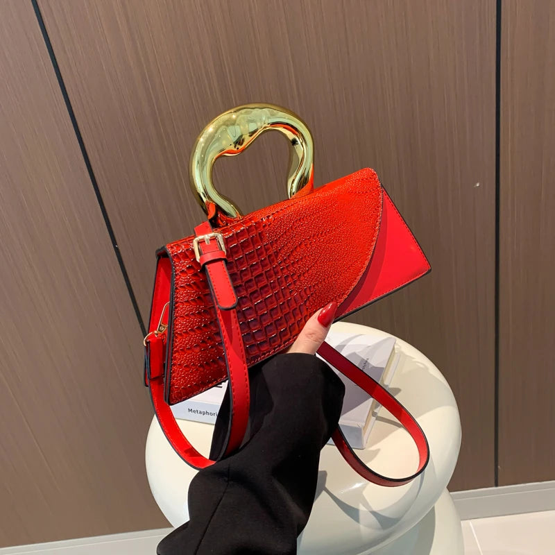 Women Solid Alligator PU Shoulder and Crossbody Bags