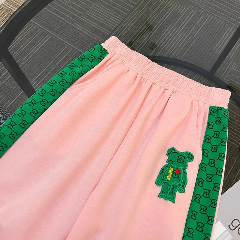 Girls Clothes Cartoon Bear T-shirts and Bottom Set