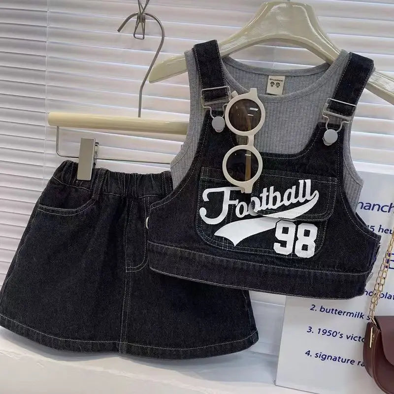 New Children's Summer Girls' Denim Sleeveless Straps Kids