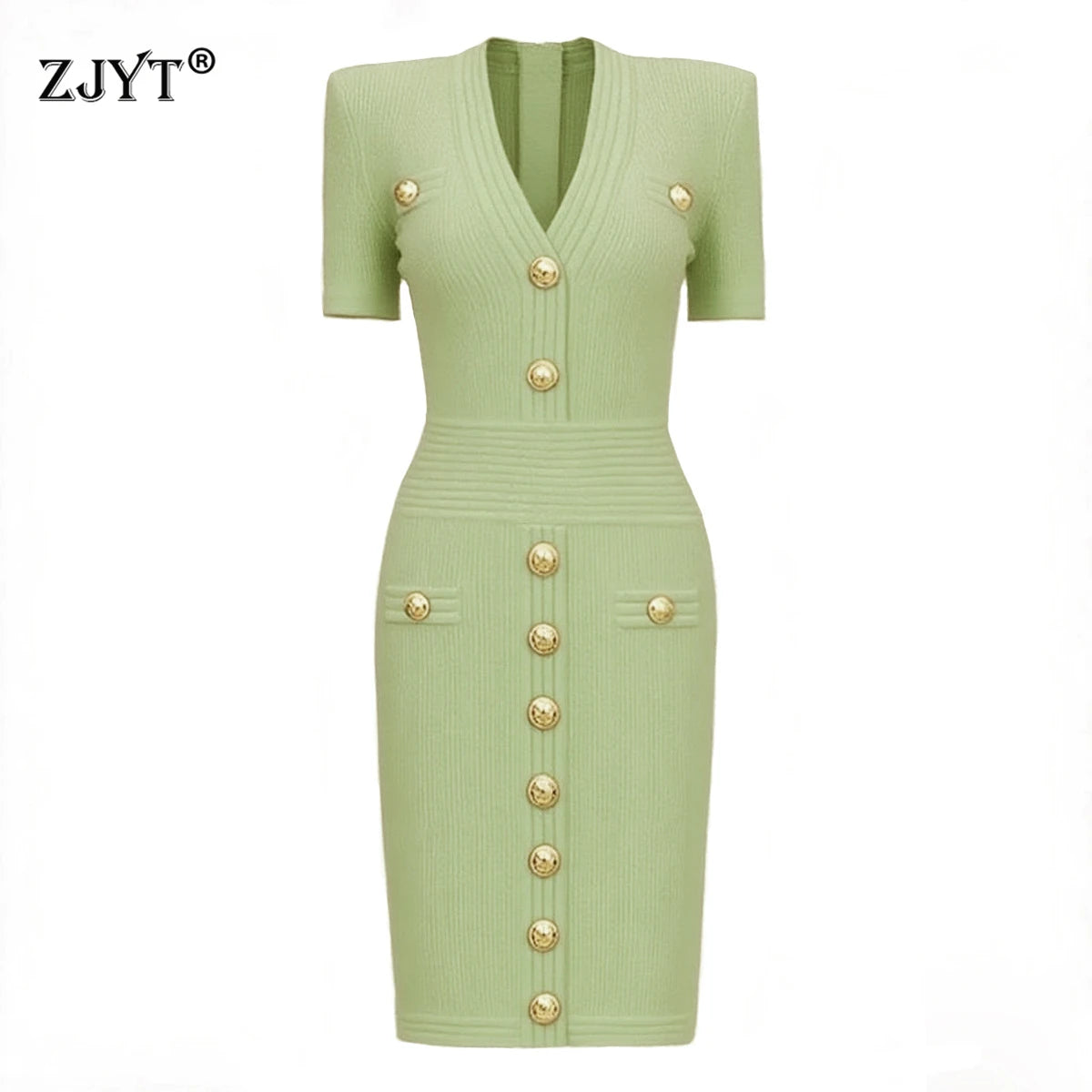 ZJYT Elegant Women's Midi Knitting Sweater Dresses